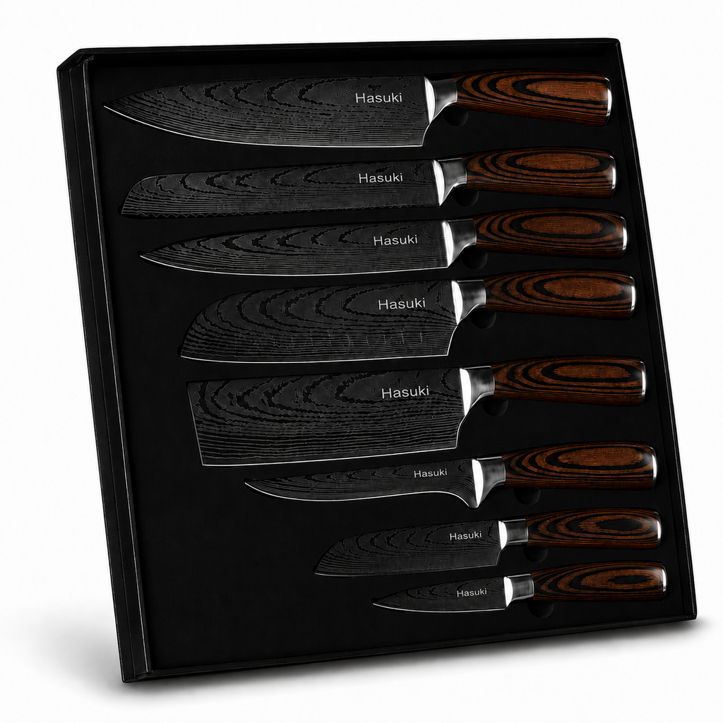 Hasuki Damaskusknivset – 8 delar
