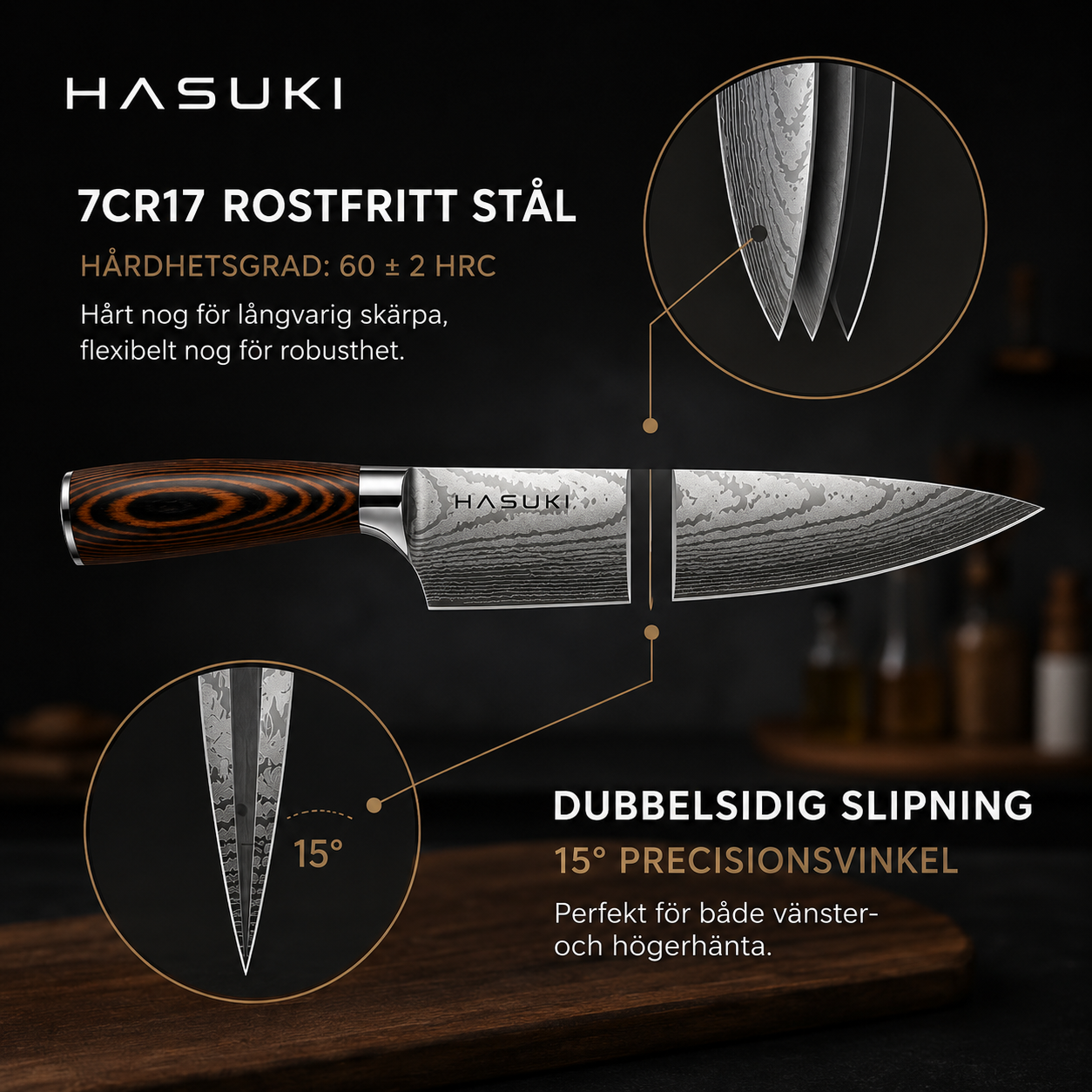Hasuki Damaskusknivset – 8 delar